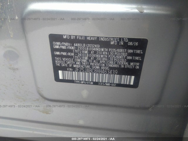 Photo 8 VIN: JF2SJABC8HH463439 - SUBARU FORESTER 