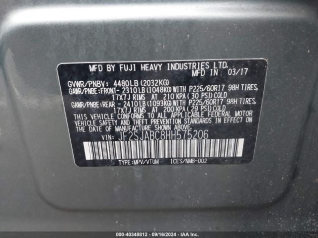 Photo 8 VIN: JF2SJABC8HH575206 - SUBARU FORESTER 