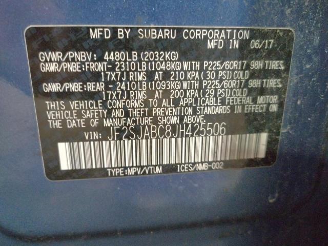 Photo 11 VIN: JF2SJABC8JH425506 - SUBARU FORESTER 