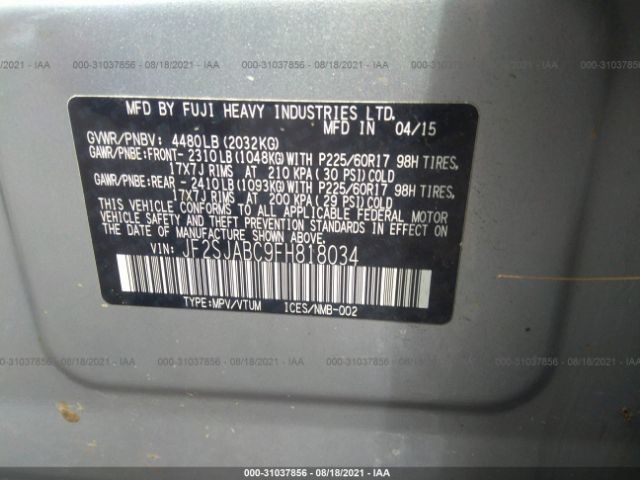 Photo 8 VIN: JF2SJABC9FH818034 - SUBARU FORESTER 