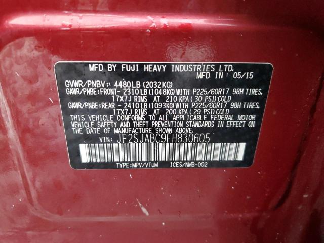 Photo 11 VIN: JF2SJABC9FH830605 - SUBARU FORESTER 2 