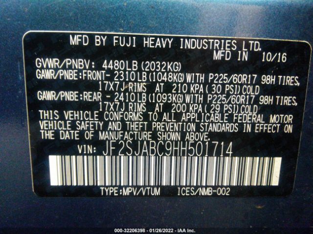 Photo 8 VIN: JF2SJABC9HH501714 - SUBARU FORESTER 