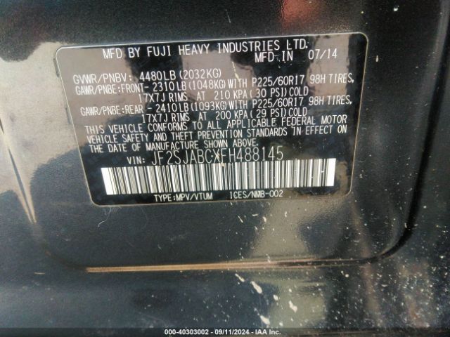 Photo 8 VIN: JF2SJABCXFH488145 - SUBARU FORESTER 