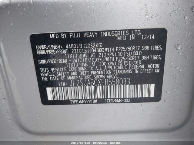 Photo 8 VIN: JF2SJABCXFH558033 - SUBARU FORESTER 