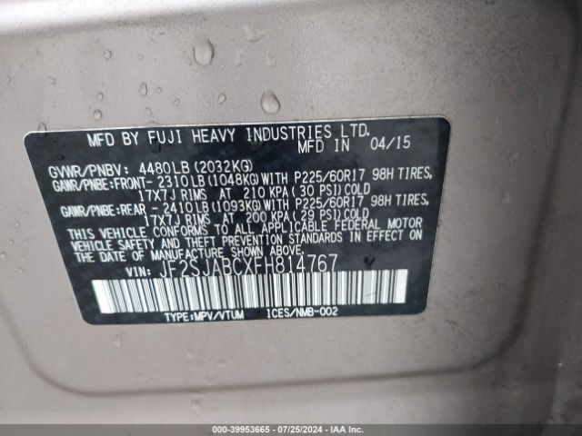 Photo 8 VIN: JF2SJABCXFH814767 - SUBARU FORESTER 