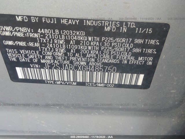 Photo 8 VIN: JF2SJABCXGH485750 - SUBARU FORESTER 