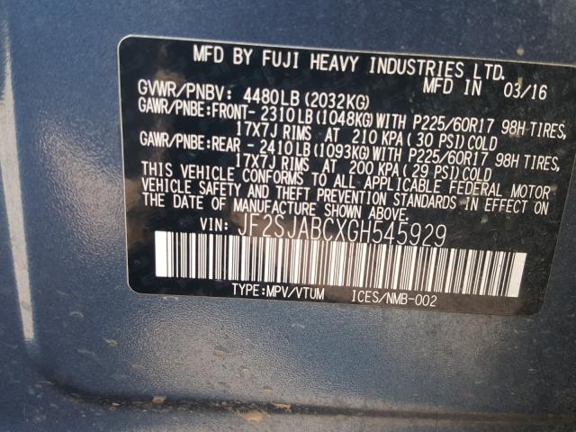 Photo 9 VIN: JF2SJABCXGH545929 - SUBARU FORESTER 2 