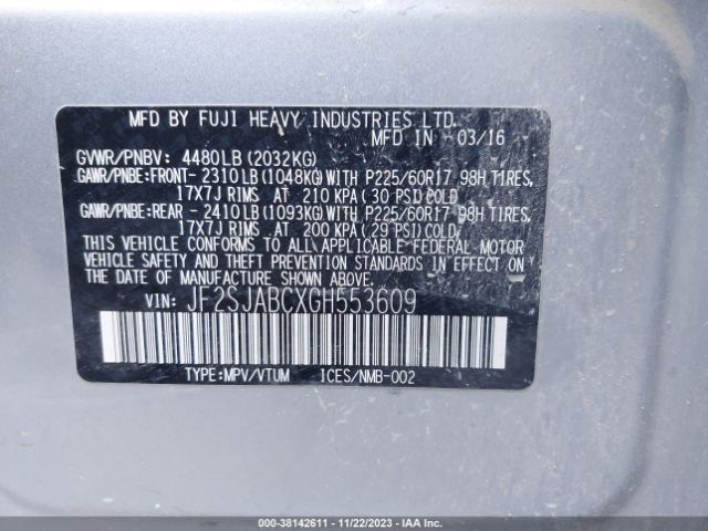 Photo 8 VIN: JF2SJABCXGH553609 - SUBARU FORESTER 