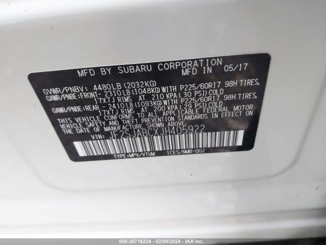 Photo 8 VIN: JF2SJABCXJH405922 - SUBARU FORESTER 