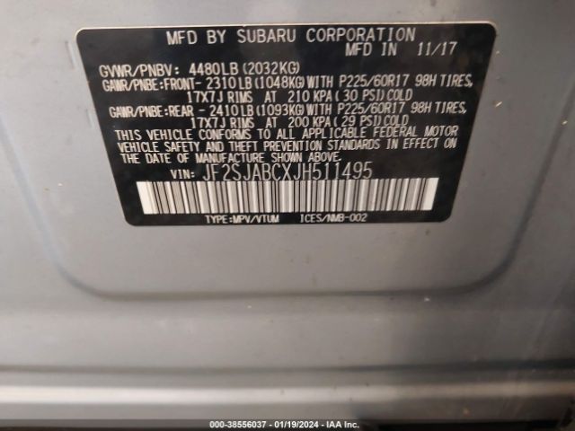 Photo 8 VIN: JF2SJABCXJH511495 - SUBARU FORESTER 