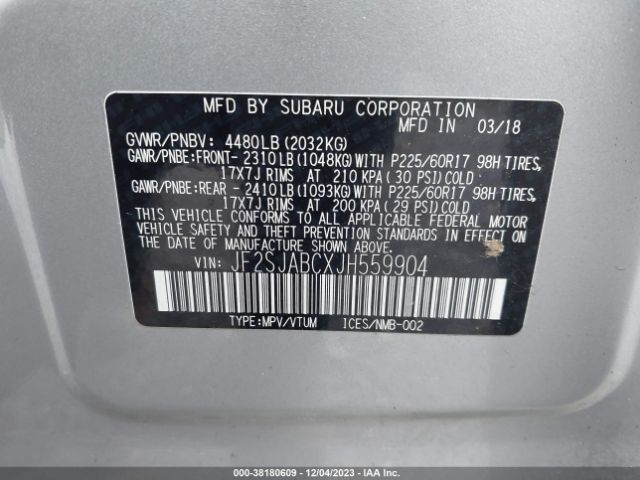 Photo 8 VIN: JF2SJABCXJH559904 - SUBARU FORESTER 