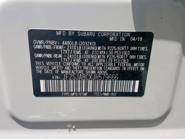 Photo 9 VIN: JF2SJABCXJH579666 - SUBARU FORESTER 2 