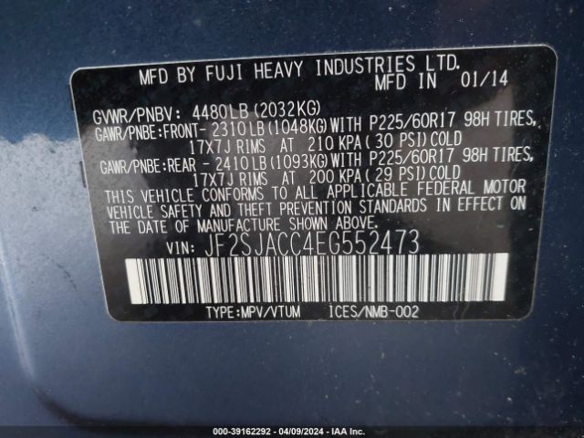 Photo 8 VIN: JF2SJACC4EG552473 - SUBARU FORESTER 