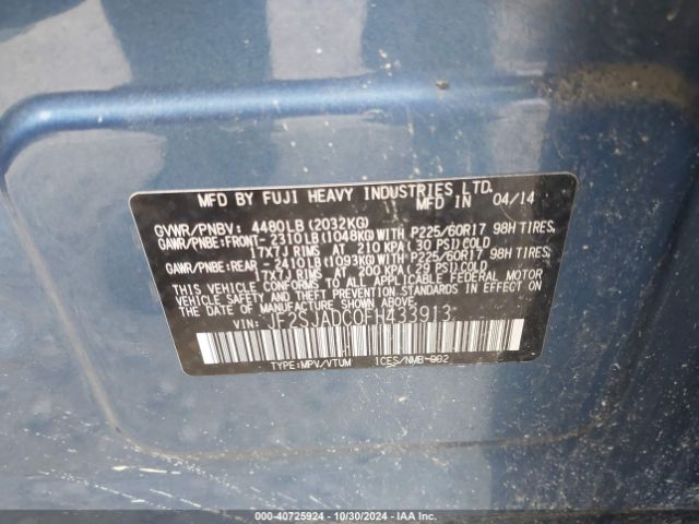 Photo 8 VIN: JF2SJADC0FH433913 - SUBARU FORESTER 