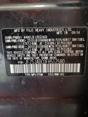 Photo 12 VIN: JF2SJADC0FH512580 - SUBARU FORESTER 