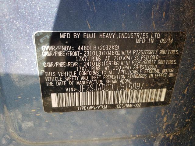 Photo 9 VIN: JF2SJADC0FH515897 - SUBARU FORESTER 2 