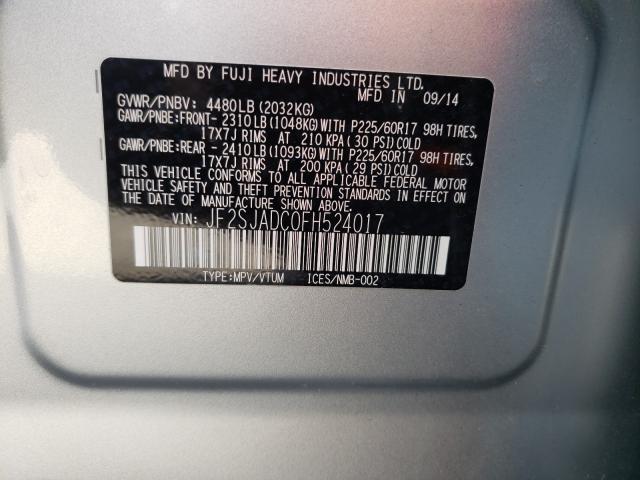 Photo 9 VIN: JF2SJADC0FH524017 - SUBARU FORESTER 2 