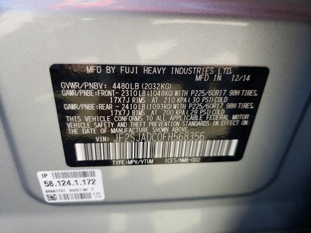 Photo 9 VIN: JF2SJADC0FH568356 - SUBARU FORESTER 2 