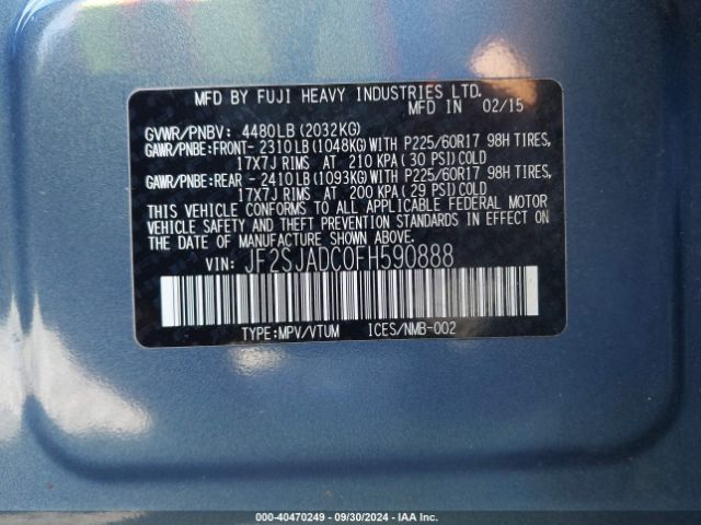 Photo 8 VIN: JF2SJADC0FH590888 - SUBARU FORESTER 