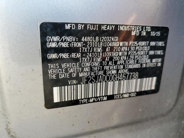 Photo 12 VIN: JF2SJADC0GH467738 - SUBARU FORESTER 2 