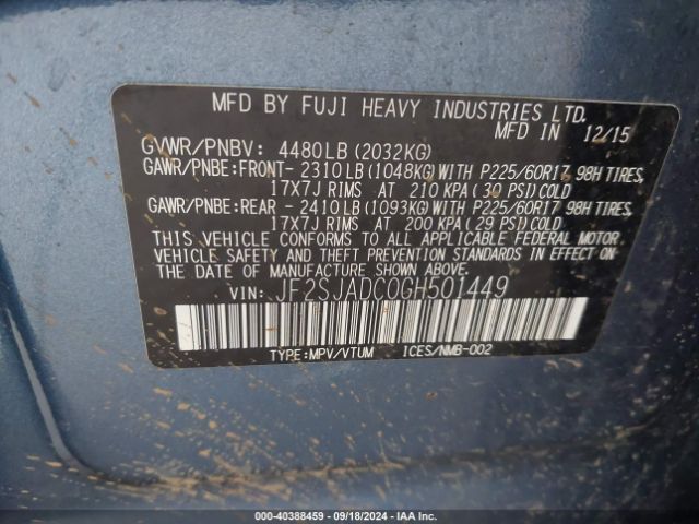 Photo 8 VIN: JF2SJADC0GH501449 - SUBARU FORESTER 