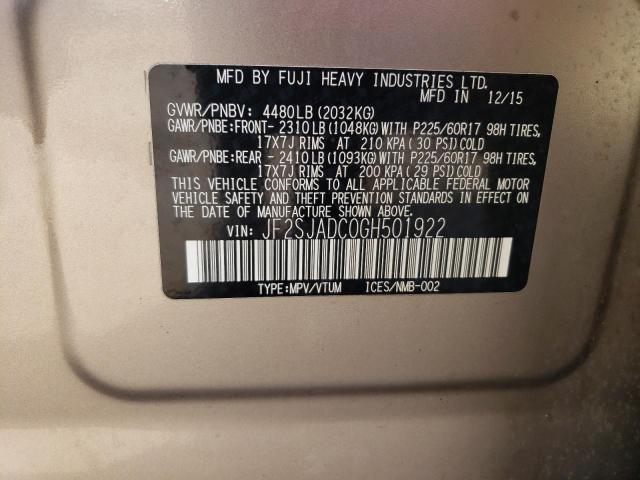 Photo 12 VIN: JF2SJADC0GH501922 - SUBARU FORESTER 2 