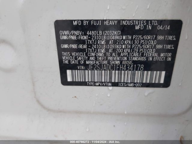 Photo 8 VIN: JF2SJADC1FH434178 - SUBARU FORESTER 