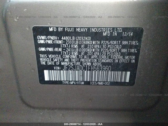 Photo 8 VIN: JF2SJADC1FH563960 - SUBARU FORESTER 