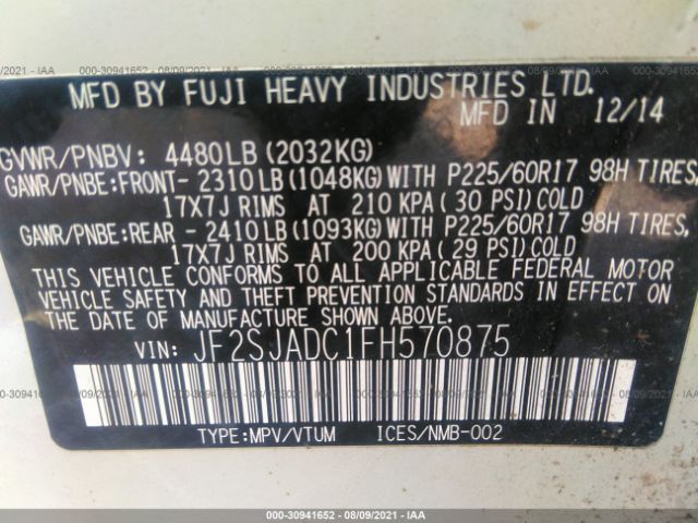 Photo 8 VIN: JF2SJADC1FH570875 - SUBARU FORESTER 