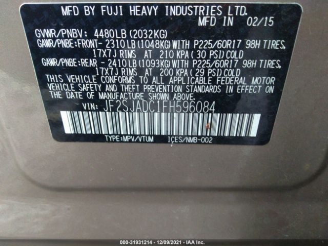 Photo 8 VIN: JF2SJADC1FH596084 - SUBARU FORESTER 