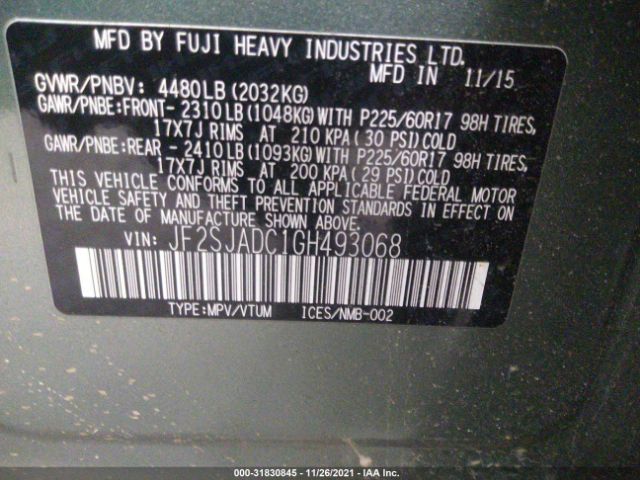 Photo 8 VIN: JF2SJADC1GH493068 - SUBARU FORESTER 