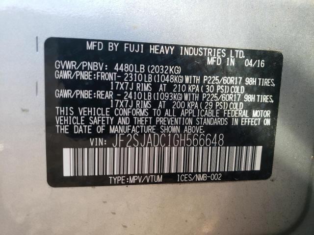 Photo 12 VIN: JF2SJADC1GH566648 - SUBARU FORESTER 