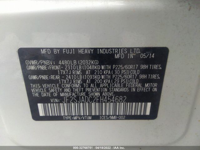 Photo 8 VIN: JF2SJADC2FH454682 - SUBARU FORESTER 