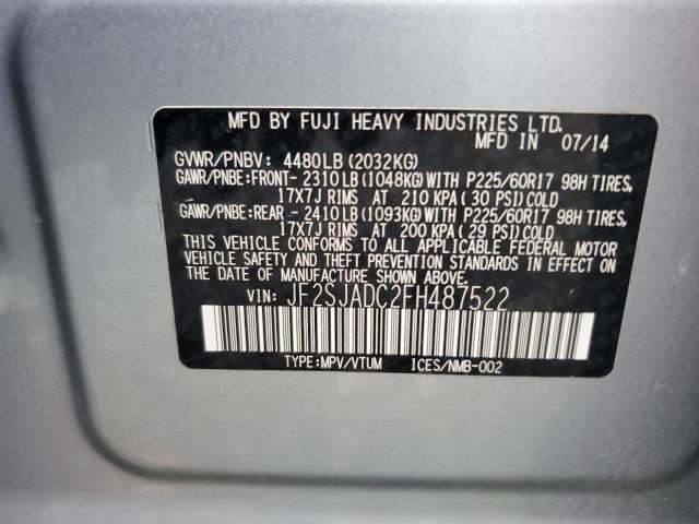 Photo 12 VIN: JF2SJADC2FH487522 - SUBARU FORESTER 2 