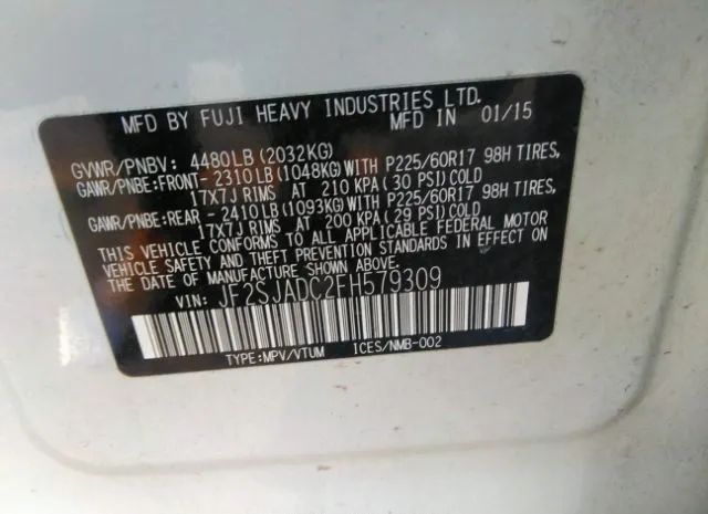 Photo 8 VIN: JF2SJADC2FH579309 - SUBARU FORESTER 