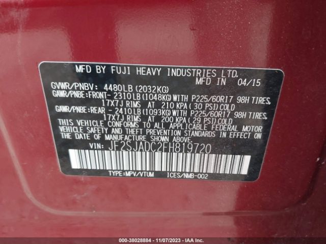 Photo 8 VIN: JF2SJADC2FH819720 - SUBARU FORESTER 