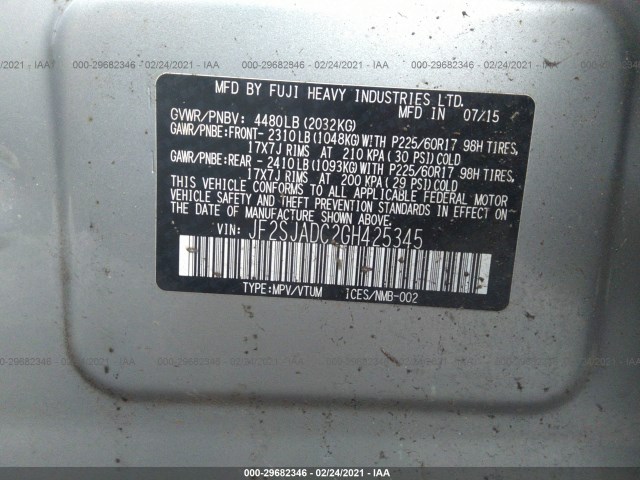 Photo 8 VIN: JF2SJADC2GH425345 - SUBARU FORESTER 