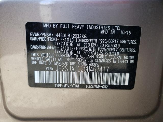 Photo 9 VIN: JF2SJADC2GH467417 - SUBARU FORESTER 2 