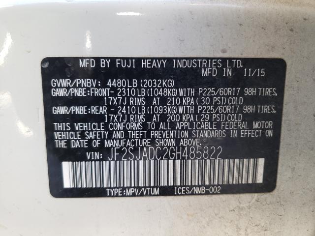 Photo 9 VIN: JF2SJADC2GH485822 - SUBARU FORESTER 2 