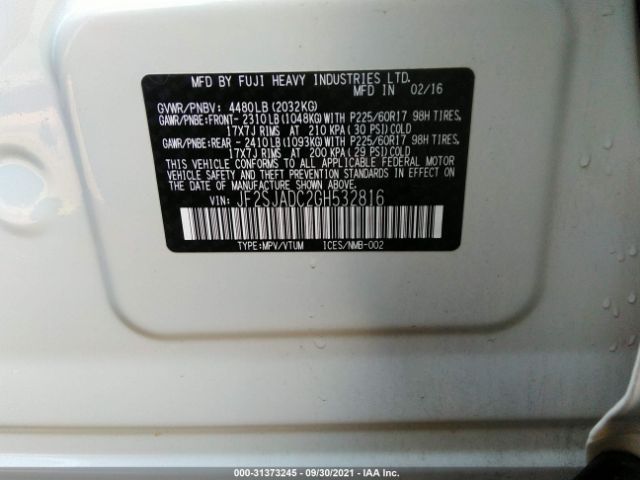 Photo 8 VIN: JF2SJADC2GH532816 - SUBARU FORESTER 