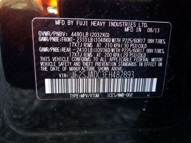 Photo 9 VIN: JF2SJADC3EH482893 - SUBARU FORESTER 2 