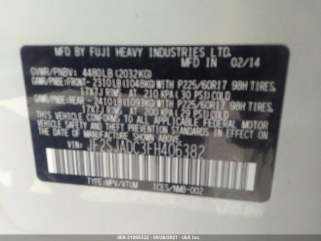 Photo 8 VIN: JF2SJADC3FH406382 - SUBARU FORESTER 