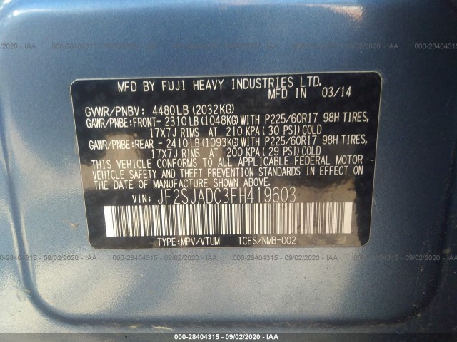 Photo 8 VIN: JF2SJADC3FH419603 - SUBARU FORESTER 