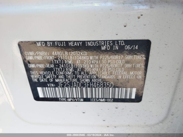 Photo 8 VIN: JF2SJADC3FH468350 - SUBARU FORESTER 