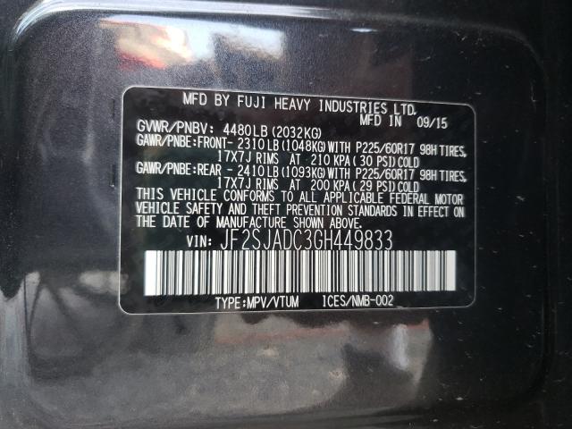 Photo 9 VIN: JF2SJADC3GH449833 - SUBARU FORESTER 