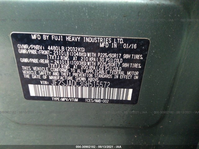 Photo 8 VIN: JF2SJADC3GH515572 - SUBARU FORESTER 