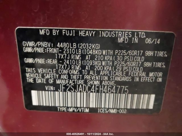 Photo 8 VIN: JF2SJADC4FH464775 - SUBARU FORESTER 