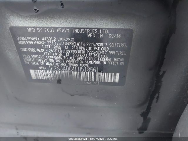 Photo 8 VIN: JF2SJADC4FH518561 - SUBARU FORESTER 