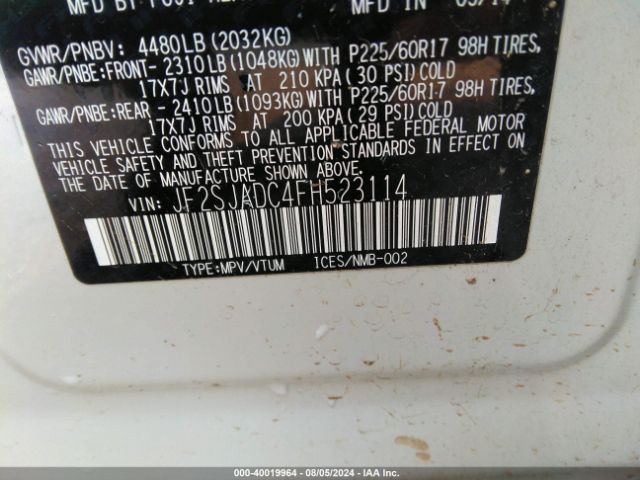 Photo 8 VIN: JF2SJADC4FH523114 - SUBARU FORESTER 