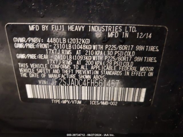 Photo 8 VIN: JF2SJADC4FH561457 - SUBARU FORESTER 